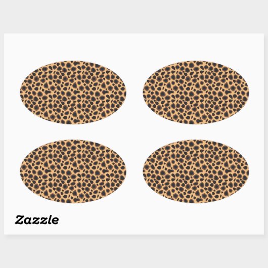 Sticker Ovale Motif Cheetah (Feuille)