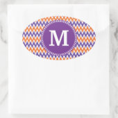 Sticker Ovale Motif Chevron violet orange personnalisé (Sac)