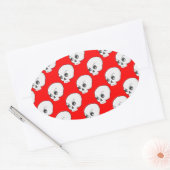 Sticker Ovale Motif crâne sur Arrière - plan rouge (Enveloppe)