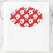 Sticker Ovale Motif crâne sur Arrière - plan rouge (Sac)