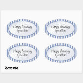 Sticker Ovale Motif d'âge subtil bleu/blanc simple rayures (Feuille)