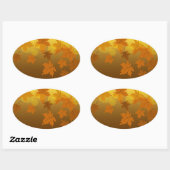 Sticker Ovale Motif d'automne avec feuilles d'érable en chute et (Feuille)