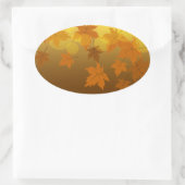 Sticker Ovale Motif d'automne avec feuilles d'érable en chute et (Sac)