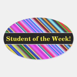 Sticker Ovale Motif de bandes multicolores vibrantes et à l'écou