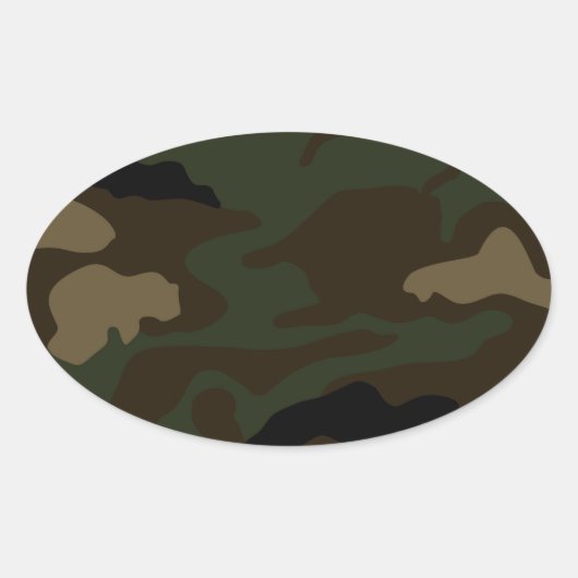 Sticker Ovale motif de camouflage militaire (Devant)