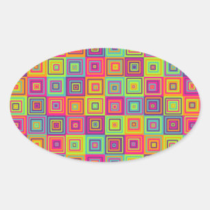 Sticker Ovale Motif de carrés