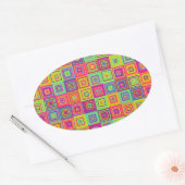 Sticker Ovale Motif de carrés (Enveloppe)