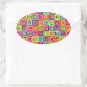 Sticker Ovale Motif de carrés (Sac)