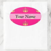 Sticker Ovale Motif de couronne rose et or (Sac)