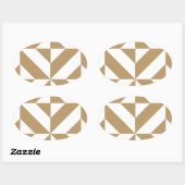 Sticker Ovale Motif de cube géométrique Brown (Feuille)