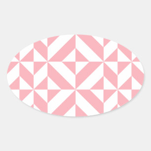 Sticker Ovale Motif de cube géométrique Melon rose