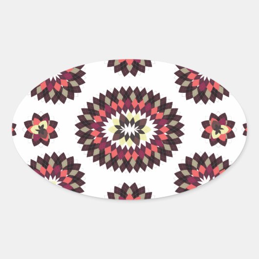 Sticker Ovale Motif de fleurs Mandala (Devant)