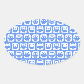 Sticker Ovale Motif de la Chouette bleue