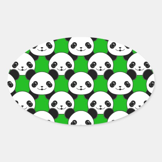 Sticker Ovale Motif de l'ours Kawaii Panda (Devant)