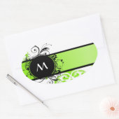 Sticker Ovale Motif de monogramme vert clair (Enveloppe)