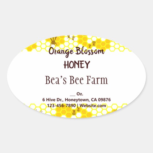 Sticker Ovale Motif de nid d'abeille éditable (Devant)