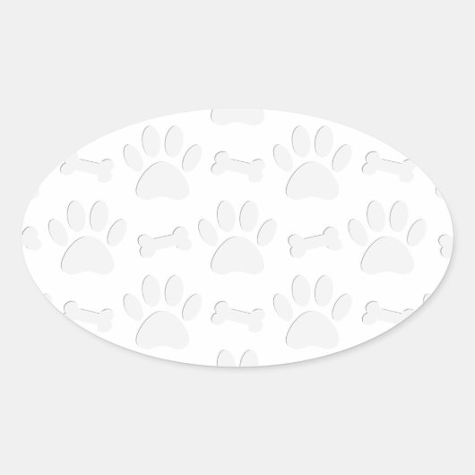 Sticker Ovale Motif De Pâtes Et De Bones De Chien Coupé En Papie (Devant)