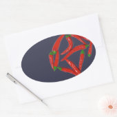 Sticker Ovale Motif de piments rouges chauds (Enveloppe)