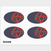 Sticker Ovale Motif de piments rouges chauds (Feuille)