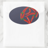 Sticker Ovale Motif de piments rouges chauds (Sac)