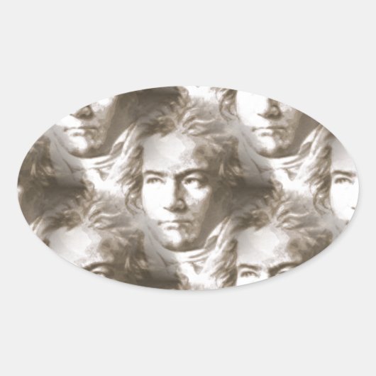 Sticker Ovale Motif de portrait Beethoven (Devant)