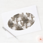 Sticker Ovale Motif de portrait Beethoven (Enveloppe)