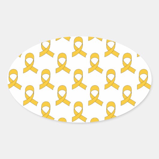 Sticker Ovale Motif de ruban d'or (Devant)
