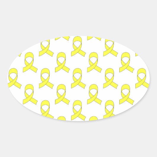 Sticker Ovale Motif de ruban jaune (Devant)