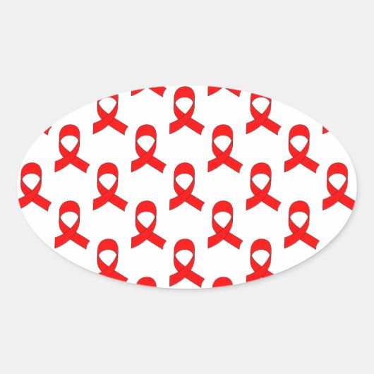 Sticker Ovale Motif de ruban rouge (Devant)