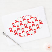 Sticker Ovale Motif de ruban rouge (Enveloppe)