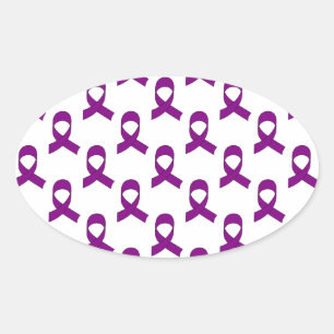 Sticker Ovale Motif de ruban violet