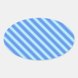 Sticker Ovale Motif de texture de la bande de tricot bleu Aqua