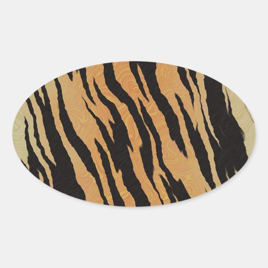 Sticker Ovale Motif de tigre (Devant)