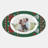 Sticker Ovale Motif de Tricot de Pull Photo (Devant)