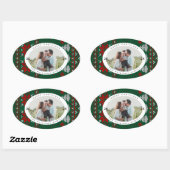 Sticker Ovale Motif de Tricot de Pull Photo (Feuille)