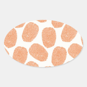 Sticker Ovale Motif d'empreinte numérique orange rétro