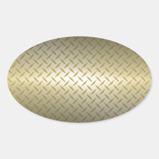 Sticker Ovale Motif Diamondplate avec Fond Noir à Or (Devant)