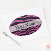 Sticker Ovale Motif d'impression zèbre violet (Enveloppe)