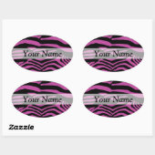 Sticker Ovale Motif d'impression zèbre violet (Feuille)