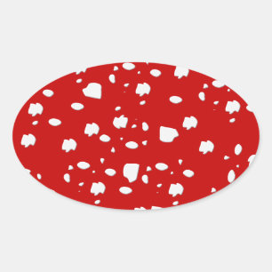 Sticker Ovale motif dot avec champignon de tabouret rouge