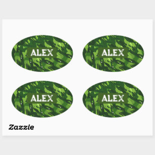 Sticker Ovale Motif du Camouflage militaire vert forestier