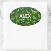 Sticker Ovale Motif du Camouflage militaire vert forestier (Sac)