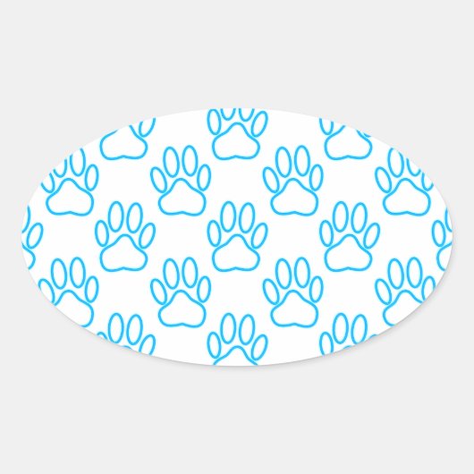 Sticker Ovale Motif Empreinte de patte de Blue Neon Dog (Devant)