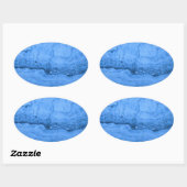 Sticker Ovale Motif en granit bleu, marbre bleu, pierre bleue (Feuille)