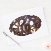 Sticker Ovale Motif en pierre blanche Brown violet (Enveloppe)