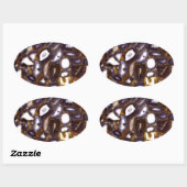Sticker Ovale Motif en pierre blanche Brown violet (Feuille)