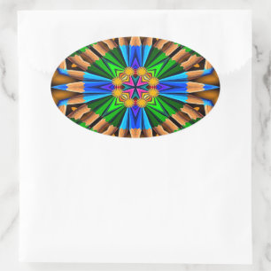 Sticker Ovale Motif Fleurs Abstraites uniques