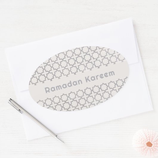 Sticker Ovale Motif géométrique beige islamique (Enveloppe)