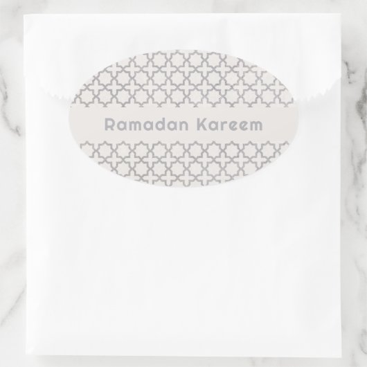 Sticker Ovale Motif géométrique beige islamique (Sac)
