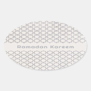 Sticker Ovale Motif géométrique beige islamique